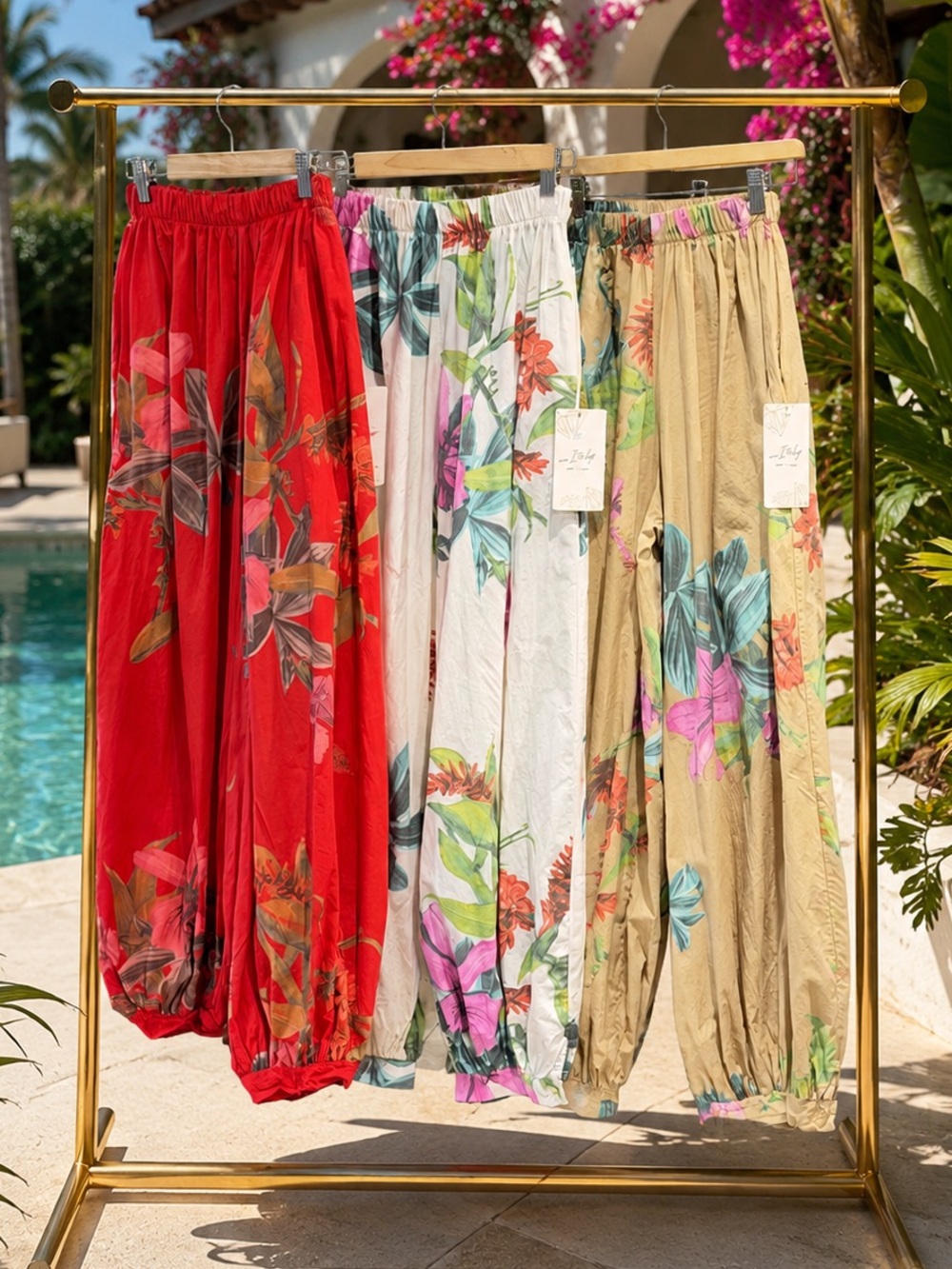Made in Italy Floral Print Elastic-Waist Jogger Pants - OS